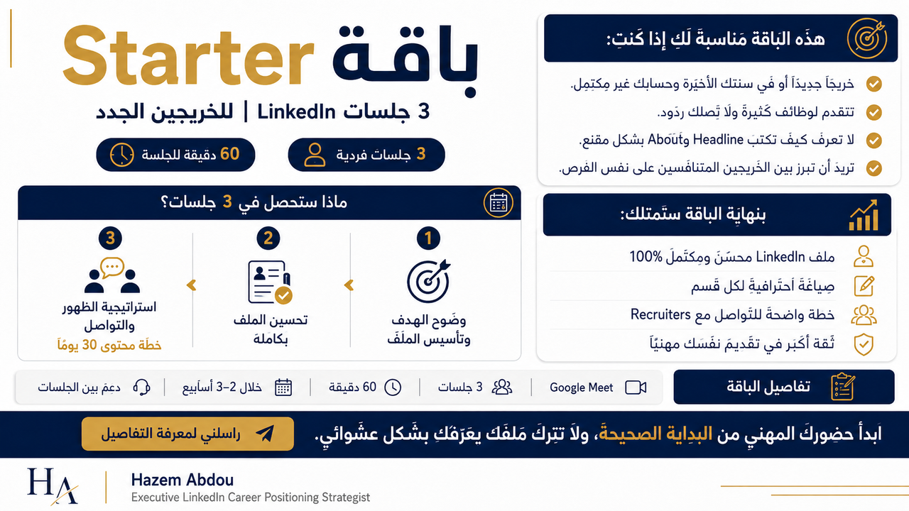 باقة Starter – 3 جلسات LinkedIn