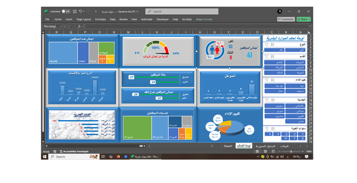 داشبورد موارد بشرية HR احترافية (لغة عربية)