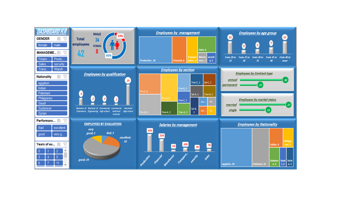داشبورد موارد بشرية HR احترافية (لغة انجليزية)