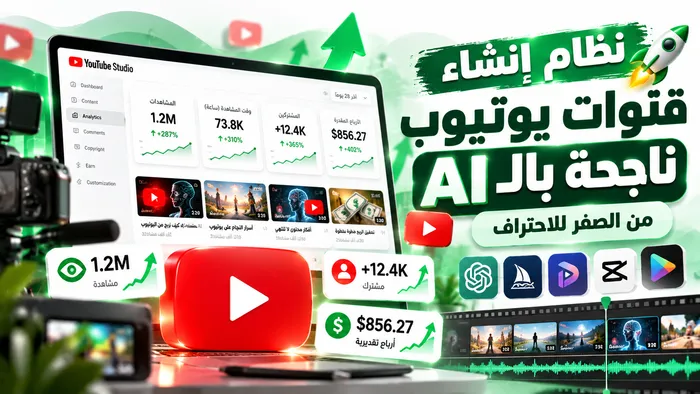 صورة كورس نظام إنشاء قنوات يوتيوب ناجحة بالـ AI
