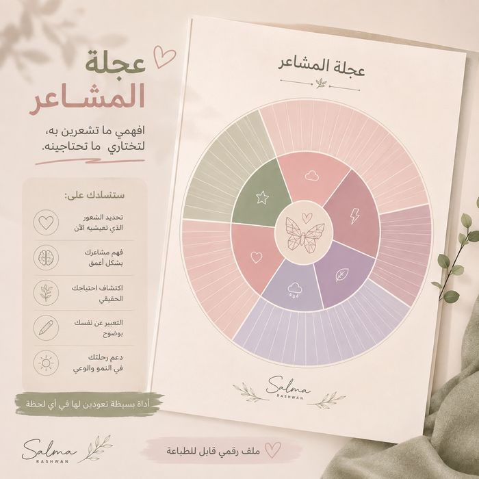 عجلة المشاعر/ Emotion Wheel Guide Worksheet