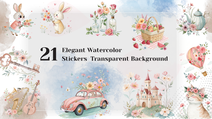 Watercolor Stickers - Transparent Background 21