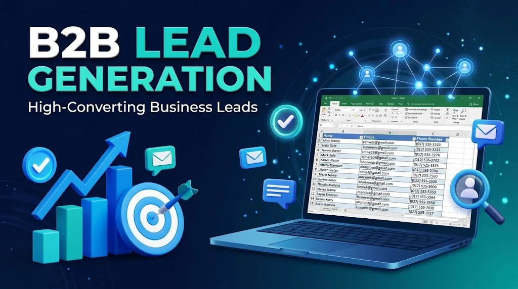 جمع وتوفير بيانات 100 شركة مستهدفة (B2B Leads) عالية الجودة لزيادة مبيعاتك