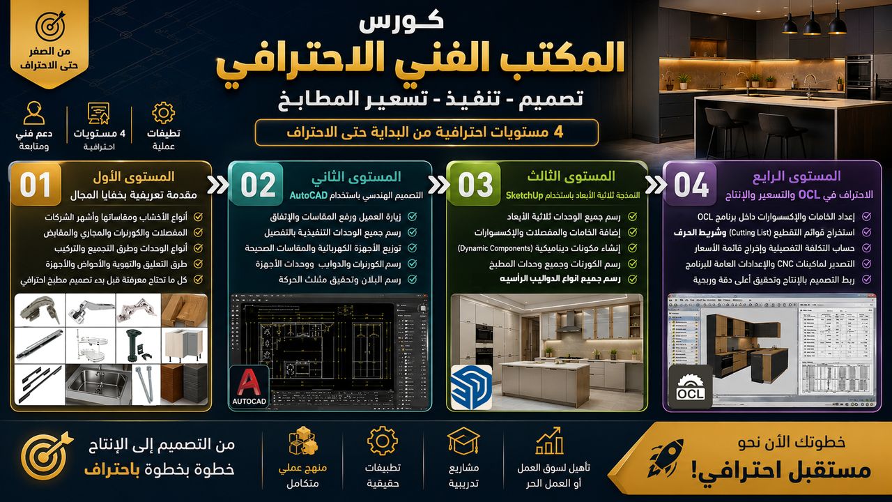 كورس المكتب الفنى الاحترافى من التصميم الى الربحيه