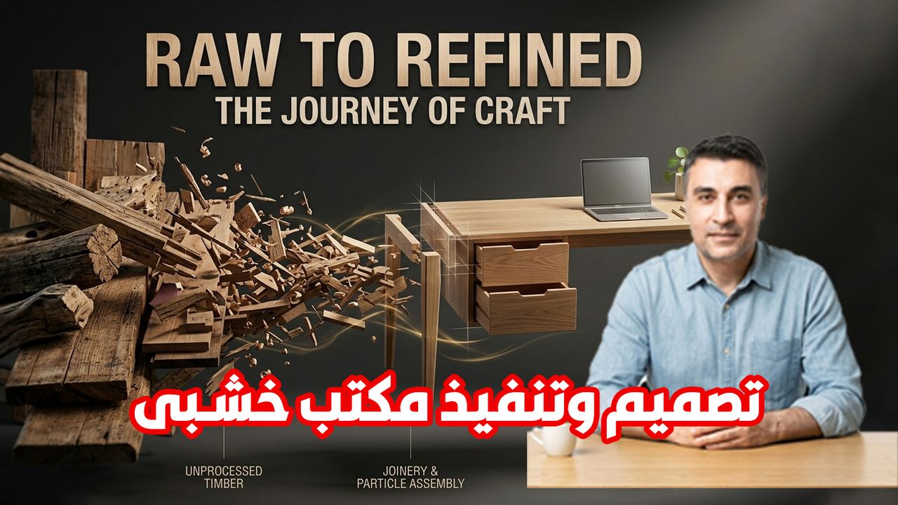 كيفية تصميم وتصنيع مكتب خشبى +تعريف بالديناميك