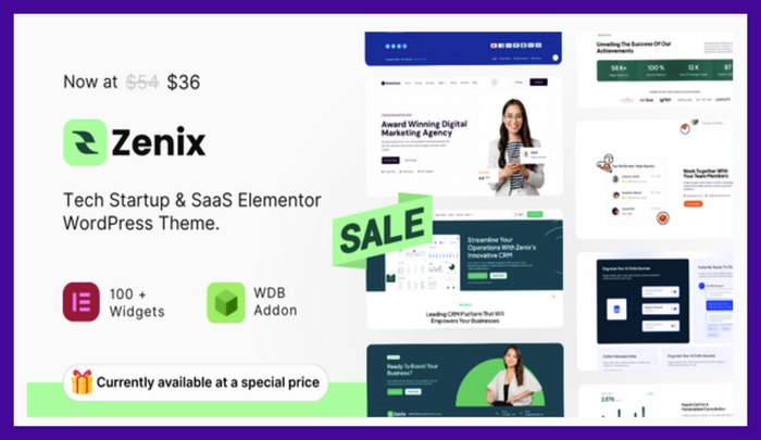 Zenix | Tech Startup & SaaS Elementor WordPress Theme