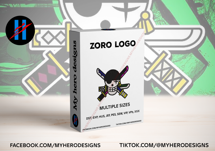 Roronoa Zoro Logo Embroidery Design β Multi Size & Formats