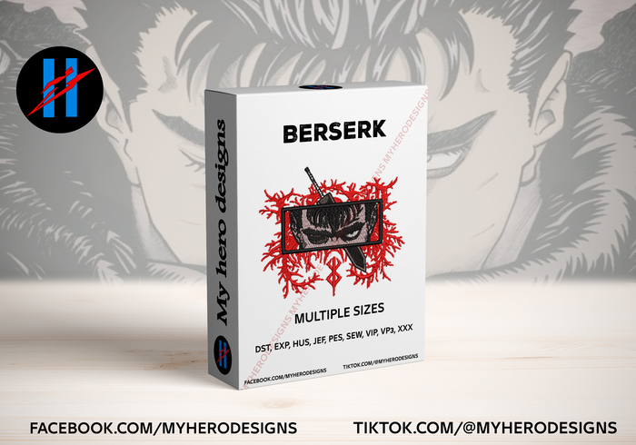 BERSERK Embroidery Design – Multi Size & Formats