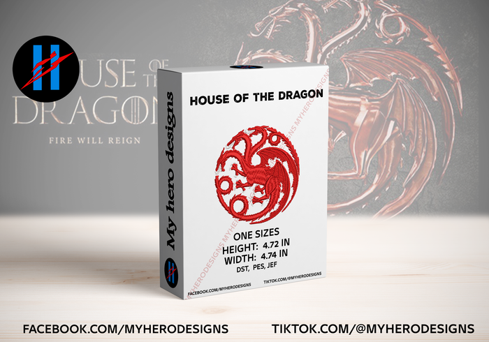 House of the Dragon Embroidery Design β 1 Size & 3 Formats