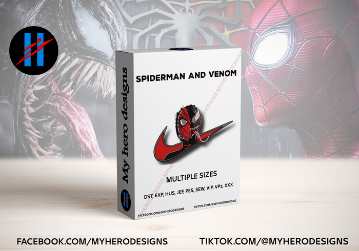 Spider-Man & Venom Embroidery Design β Multi Size & Formats
