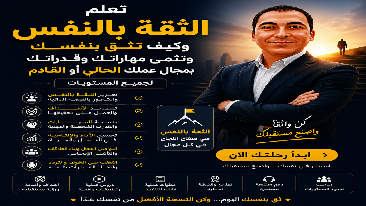 تعلم الثقة بالنفس وكيف تثق بنفسك وتنمى مهاراتك وقدراتك بمجال عملك الحالى أو القادم