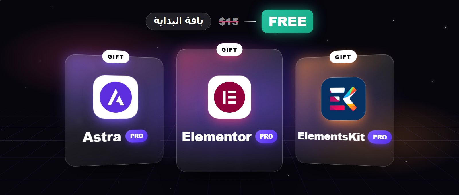 باقة البداية: Elementor Pro وAstra Pro وElementsKit Pro
